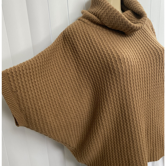 Massimo Dutti short Dolman Sleeve Cowl Neck Sweater Wool Brown Camel Kni… - Picture 2 of 6